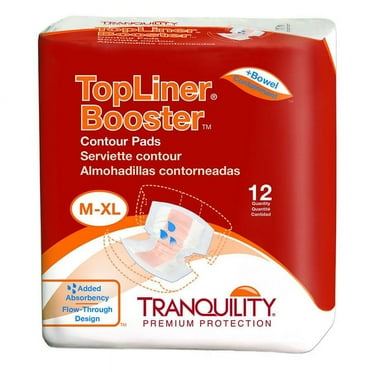 Tranquility TopLiner® Disposable Absorbent Booster Contour Pads for Bowel Incontinence - Contour (21.5" x 13.5") - 12 ct