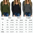 thumbnail image 2 of SHIBEVER Long Sleeve Basic T Shirt Solid Color Loose Casual V Neck Tee Blouse Ladies Black Plain Pullover Clothing with Pocket, 2 of 3