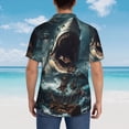 thumbnail image 3 of Lsque Wave Sailboat Shark pattern Hawaiian Shirt for Men, Unisex Summer Beach Casual Short Sleeve Button Down Shirts-Large, 3 of 9