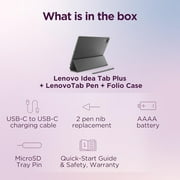 Lenovo Idea Tab Plus - Lightweight Tablet - 12.1 2.5K IPS Touchscreen Display - 90Hz - MediaTek Dimensity 6400-8GB Memory - 128GB Storage - Integrated Arm Mali-G57 MC2 Tab Pen & Folio Case