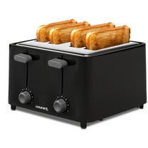 Courant 4 Slice Toaster, Stainless Steel, Cool Touch Plastic, Auto Shutoff, Black