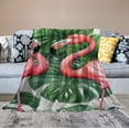 thumbnail image 2 of HENGT  Pink Flamingo and Palm Leaves Throw Blanket for Bed Sofa Couch Blankets Lightweight Soft Cozy, 2 of 6