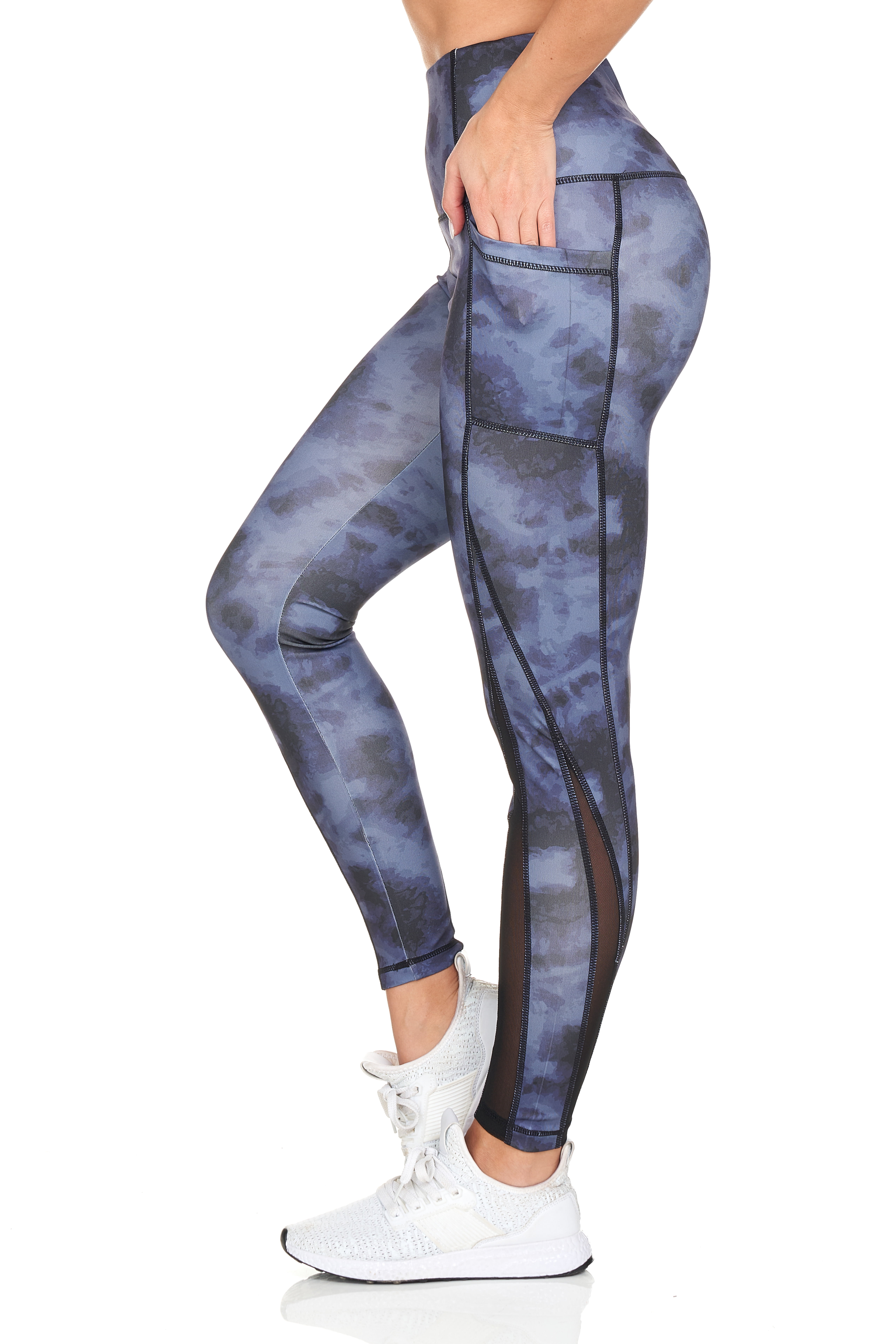BSP Women's Tie-Dye Full Length Leggings With Mesh & Pockets