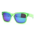 thumbnail image 2 of Kush Color Mirror Mens Sport Horn Rim Rectangle Plastic Sunglasses Dark Green - Teal Mirror, 2 of 4