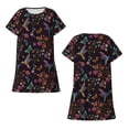 thumbnail image 5 of Salouo Humming Bird And Tropical Flowers Print Short Sleeve Sleepshirt for Womens Comfy Nightgown Scoopneck Cute Nightdress Ruffle -XX-Large, 5 of 7
