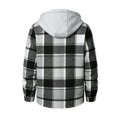 thumbnail image 3 of Fabrcox Men's Hooded Plaid Shacket Long Sleeve Button Down Checkered Shirt Jacket with Chest Pockets Lightweight Casual Fall Outerwear Gray XXL, 3 of 7