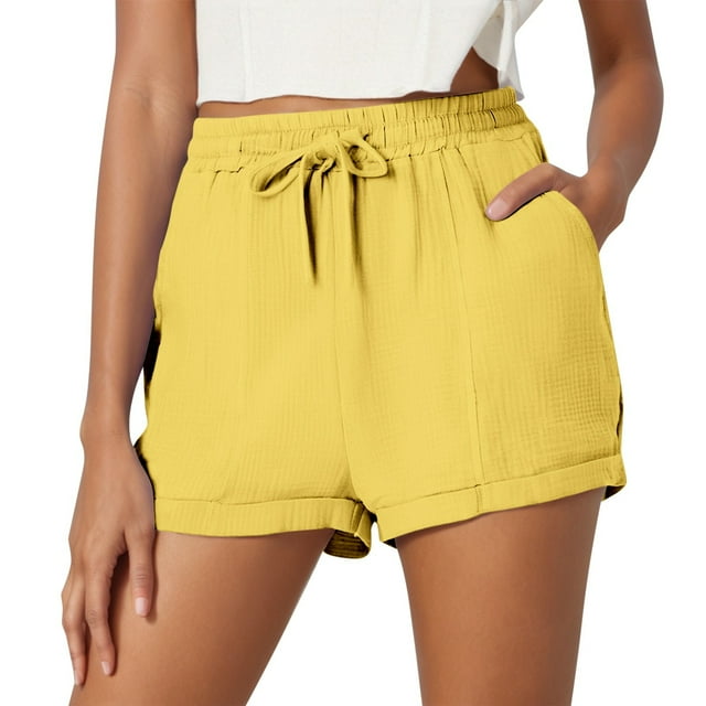 Women's Summer Shorts Casual Lightweight Drawstring Beach Pants with Pockets for Comfort and Style
