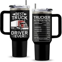 Truck Driver Gifts for Men, 40 Oz Trucker Tumbler with Handle & Straw, Trucker Present, Birthday Gifts for Truck Driver, Stainless Steel Trucker Cup