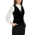 thumbnail image 4 of INSPIRE CHIC Velvet Suit Waistcoat for Women's Retro Sleeveless Steampunk Blazer Dressy Vest XS Black, 4 of 6