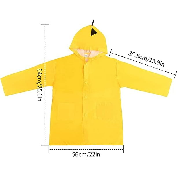 Queilt Yellow Kids Raincoat, 5-8 Years Hooded Rain Poncho Jacket For Girls Boys, Cartoon Cape Rain Coat, Waterproof Rainwear Suit For Outdoor School H