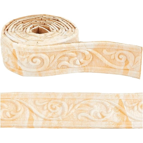 7.38FT x 1.97 Inch Crown Molding Peel and Stick Flexible Foam Trim Fade Color Self Adhesive Wallpaper Border 3D Sticky Decorative Wall Edging Foam Baseboard Mirror Border Hotel DIY Decor