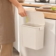 thumbnail image 5 of Slim Rectangular Lidded Trash Can, Plastic Waste Bin with Bag Clip for Kitchen and Bathroom, 5 of 6