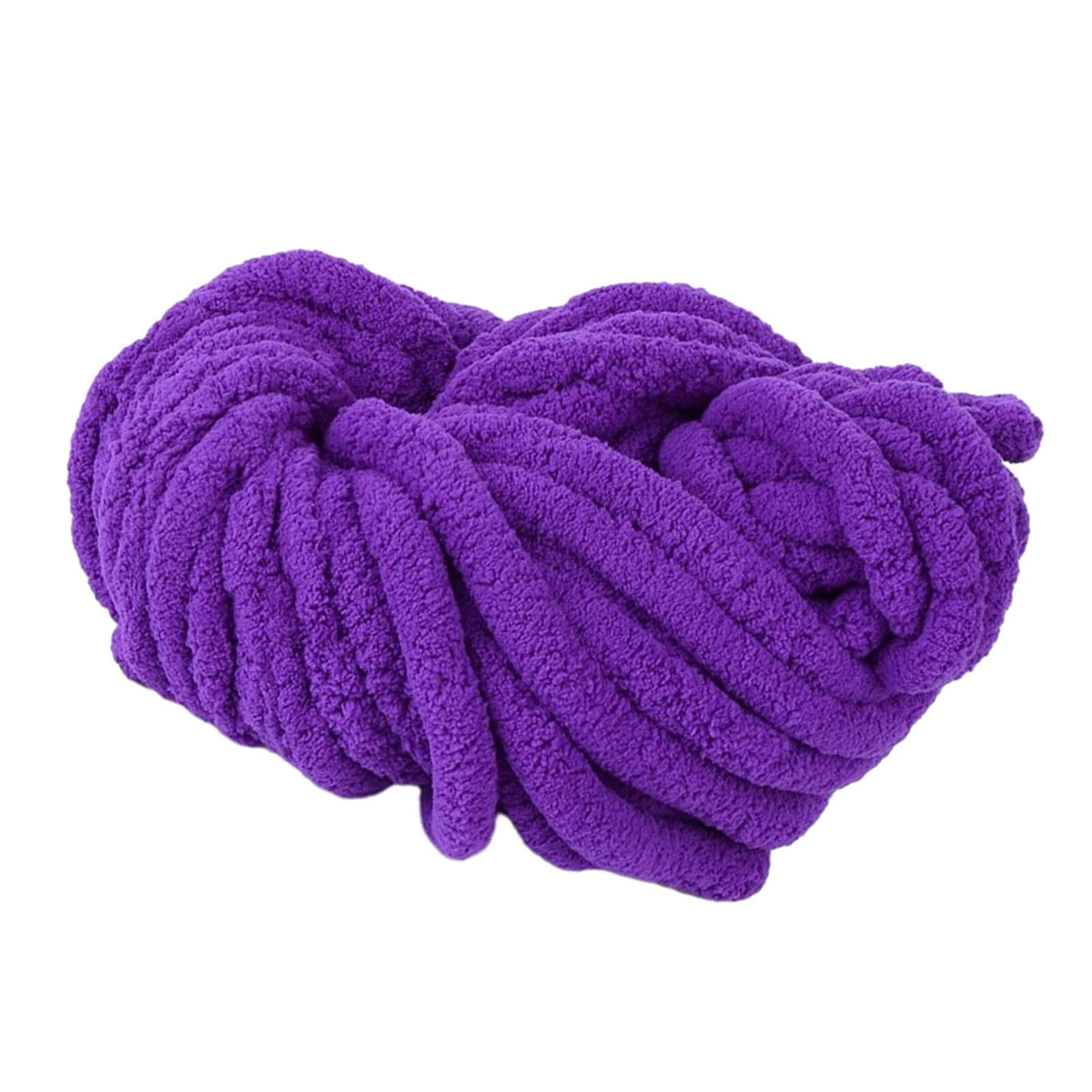 Yunhgft Chunky Chenille Yarn Acrylic Fibers Giant Soft Yarn Jumbo Bulky Yarn for Cushion Violet