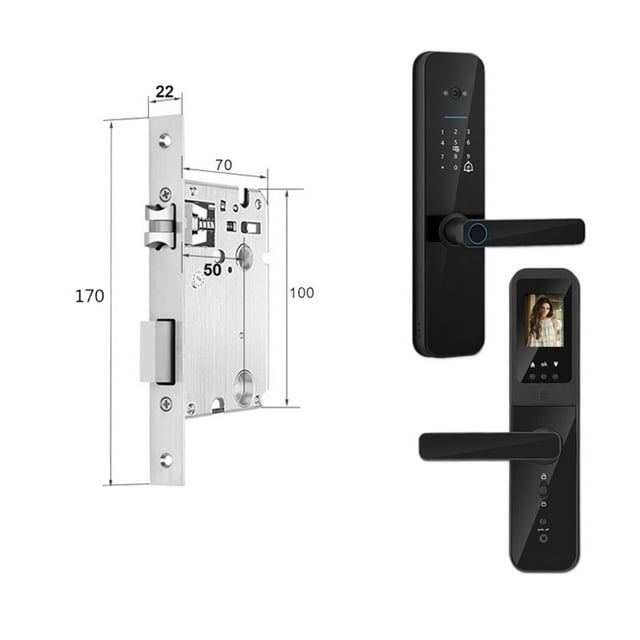 Door Lock, Tuya Digital Electronic Smart Door Lock With Biometric Camera Fingerprint Smart Card Password Key Unlock ,Easy to Install