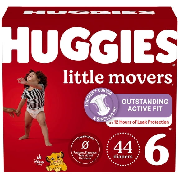 Huggies Little Movers Baby Diapers, Giga Pack, Sizes: 3-7