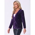 thumbnail image 4 of DARING DIVA Sequin Blazer Jacket Sparkly Open Front Cardigan S Purple, 4 of 6