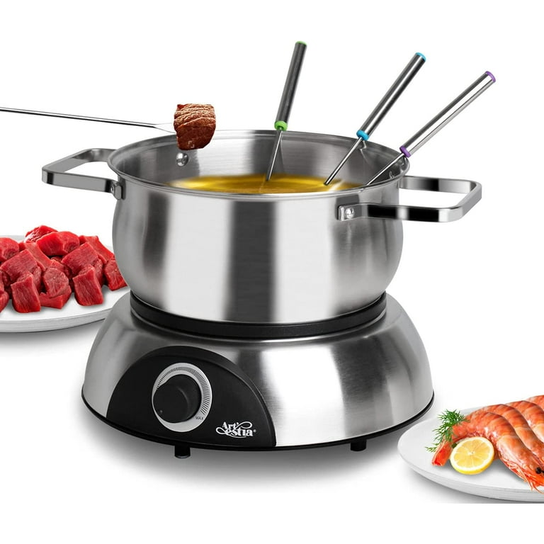 VEVOR Electric Fondue Pot Set for Cheese & Chocolate, 3 Quart Chocolate  Melting Warmer, Stainless Steel Fondue Maker with Temperature Control and 8  Forks, for Hors d'Oeuvres, Entrees, and Desserts