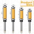 thumbnail image 3 of 4 count Flush Trim Router Bits 1/4 Inch Shank, Top and Bottom Bearing Flush Trim Router Bits Set, Carbide Straight Cut Routers Bit Set, 1/2 Inch  Diameter, 3/4", 1", 1-1/4", 1-1/2"  Length, 3 of 7
