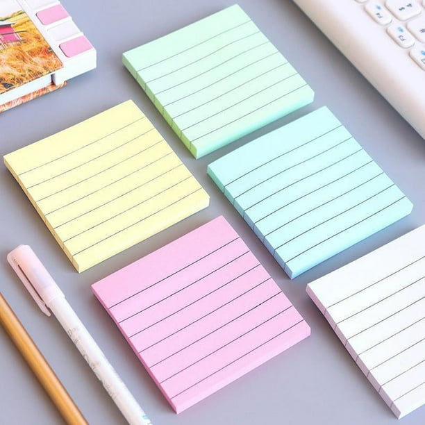 Lined Sticky Notes with Lines 3*3 Self-Stick Notes 5 Candy Color 5 Pads ...