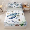 thumbnail image 2 of Manfei Cute Sea Turtle Zipper Twin Comforter Sets with Fitted Sheet and 2 Pillowcases, Watercolor Ocean Shark Zipper Bedding Set, Blue Gray, Gray Reversible, 4-Piece, 2 of 7