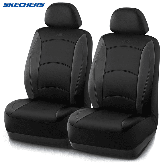 Skechers Lycra Memory Foam Car Seat Covers,Soft,Comfortable,Universal Fit for Cars,Trucks and SUVs Black