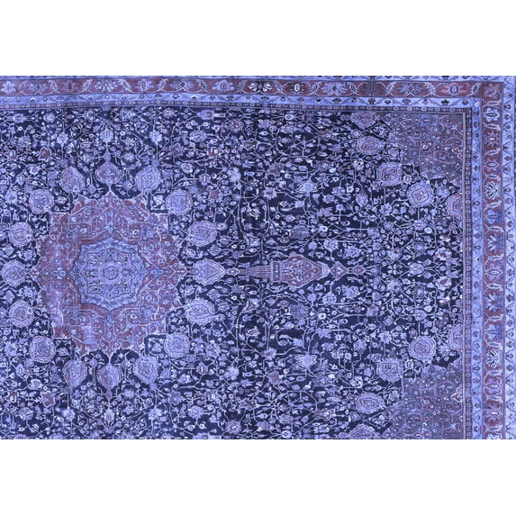 Ahgly Company Machine Washable Indoor Rectangle Medallion Blue Traditional Area Rugs, 7' x 10'