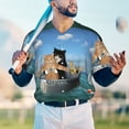 thumbnail image 4 of Fotbe Two Brave Cats Are Floating On The Sea Iceberg Baseball Jersey Shirt for Men and Women, Casual Short Sleeves Button Down T-Shirt-Large, 4 of 9