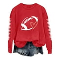 thumbnail image 2 of Holzkary Game Day Sweatshirts Women Football Sweatshirt Football Rugby T-Shirts Casual Game Day Fan Pullover Top Spring and Summer Lapel Art Round Neck Button Loose Pullover Tops Casual Shirt Red Xl, 2 of 4