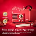 thumbnail image 4 of Muzen Altavoz Bluetooth portátil, OTR Metal Retro pequeño altavoz inalámbrico, radio FM con antena AUX, más de 10 horas de reproducción larga, audio estéreo de alta fidelidad con maleta, decoración de, 4 of 5