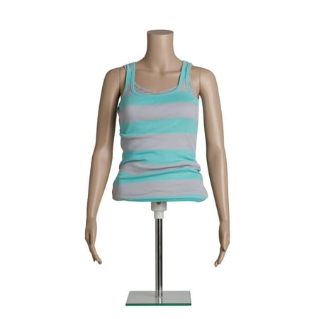 SSWBasics Female Mannequin Torso with Stand - Adjustable Half Body Plastic Display Chest 33" Waist 25" - Ideal for Retail Sewing and Design