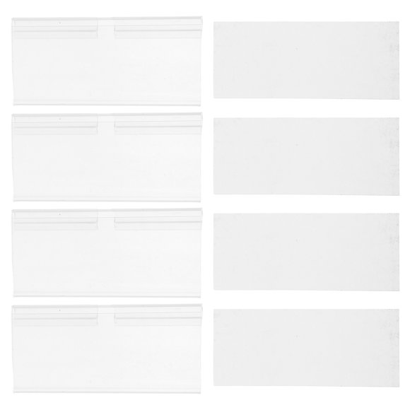SOPOTUTU 100Sets Clear Plastic Price Label Holder Stand for Store Shelf Pricing Card Display