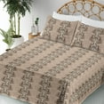 thumbnail image 3 of Ambesonne Floral Fitted & Flat Sheet with Shams 4 Pcs Set, Baroque Flowers Rococo Print, Full, Pastel Brown Chocolate, 3 of 5