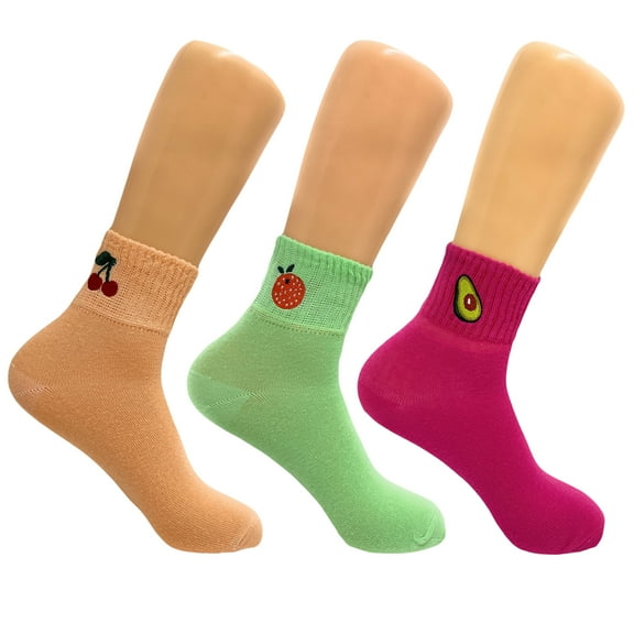 Cotton Mini Crew Socks for Women Thin and Breathable 3 Pairs - Style 1
