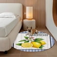 thumbnail image 3 of Lemon Round Living Room Rugs 7 ft, Summer Fruit Floral Wood Grain Blue Plaid Washable Area Rug with Non-Slip Sturdy Edge Binding Round Carpet for Kitchen Office Bedroom, 3 of 9