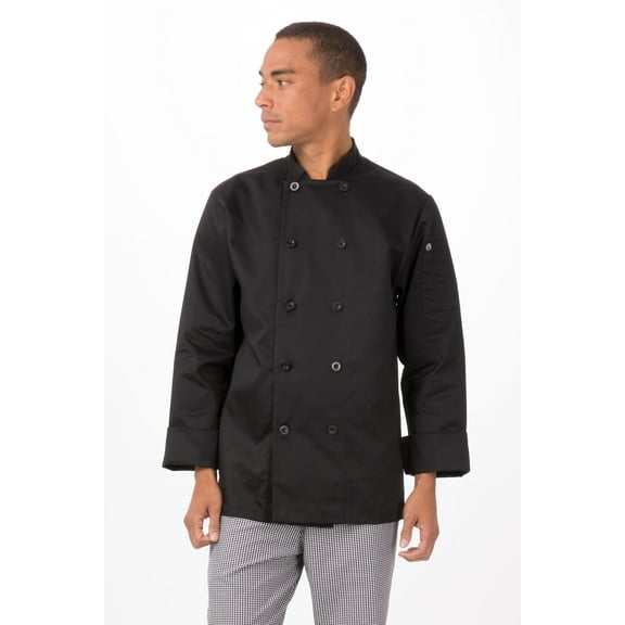 Chef Works Inc Unisex 65/35 Poly/Cotton Basic Chef Coat Black, Large | 1 Each