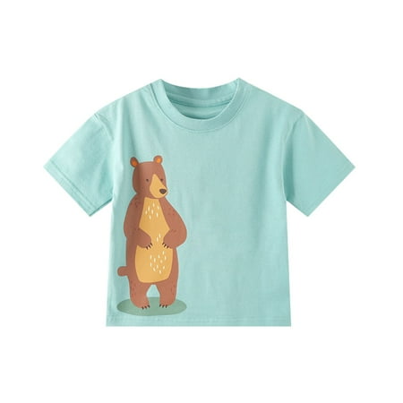 

Baby Girls T-Shirts Cartoon Printed Short Sleeve Crew Neck Cotton Casual Animals Pattern Design Summer Clothes 2 To 10 Years Tee Breathable Lovely Tshirts