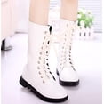 thumbnail image 5 of Kid's Girls Leather Lace-Up Zipper Mid Calf Combat Riding Winter Boots (Toddler/Little Kid/Big Kid), 5 of 7