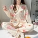 thumbnail image 2 of Pijama tipo kimono para niñas de primavera y otoño, pantalones de manga larga, cárdigan para niñas, ropa de casa, pijamas de algodón con dibujos animados bonitos, 2 of 5