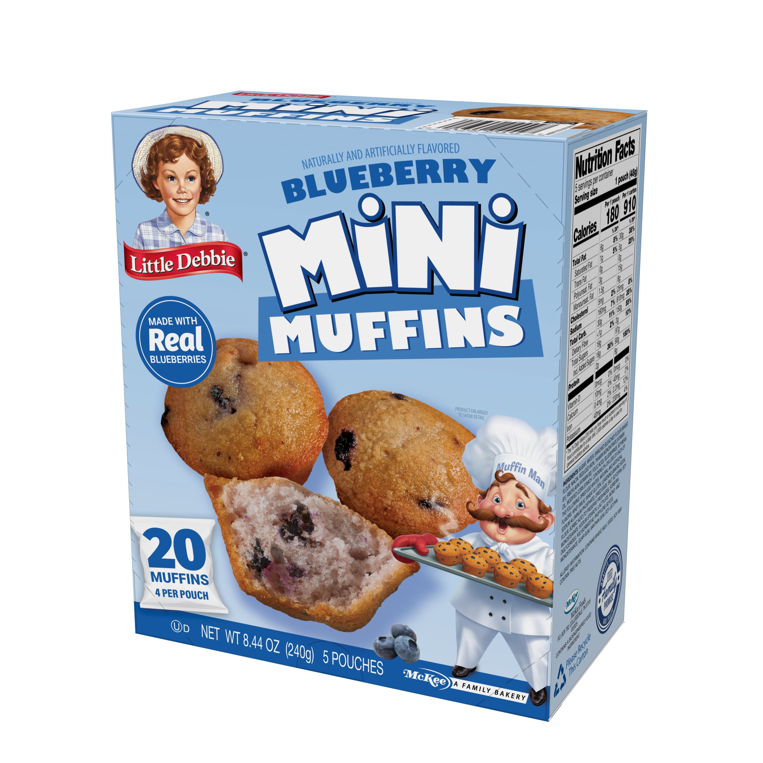 (2 pack) Little Debbie Blueberry Mini Muffins, 8.44 oz (5 Count)