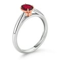 thumbnail image 3 of Gem Stone King 925 Sterling Silver and 10K Rose Gold Prongs Ruby Red Mystic Topaz Solitaire Engagement Ring for Women (0.50 Cttw, Oval 6X4MM, Gemstone Birthstone, Available in Size 5, 6, 7, 8, 9), 3 of 4