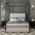 thumbnail image 1 of Metal Canopy Bed Offering Long-Term Durability & Velvet Headboard|Twin XL, 1 of 10