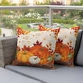 thumbnail image 4 of Orange Pumpkins Fall Outdoor Pillow Covers 20"x20" Set of 2,Waterproof Throw Pillow Covers for Patio Furniture,Thanksgiving Maple Leaf Autumn Retro Decorative Cushion Pillowcases for Garden Sofa, 4 of 9