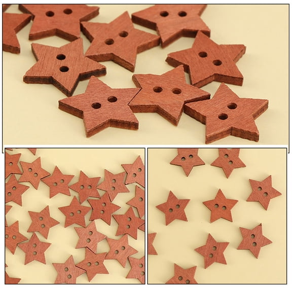 HONMEET Wooden Star Buttons Brown Multipurpose for Sewing and Crafting Projects