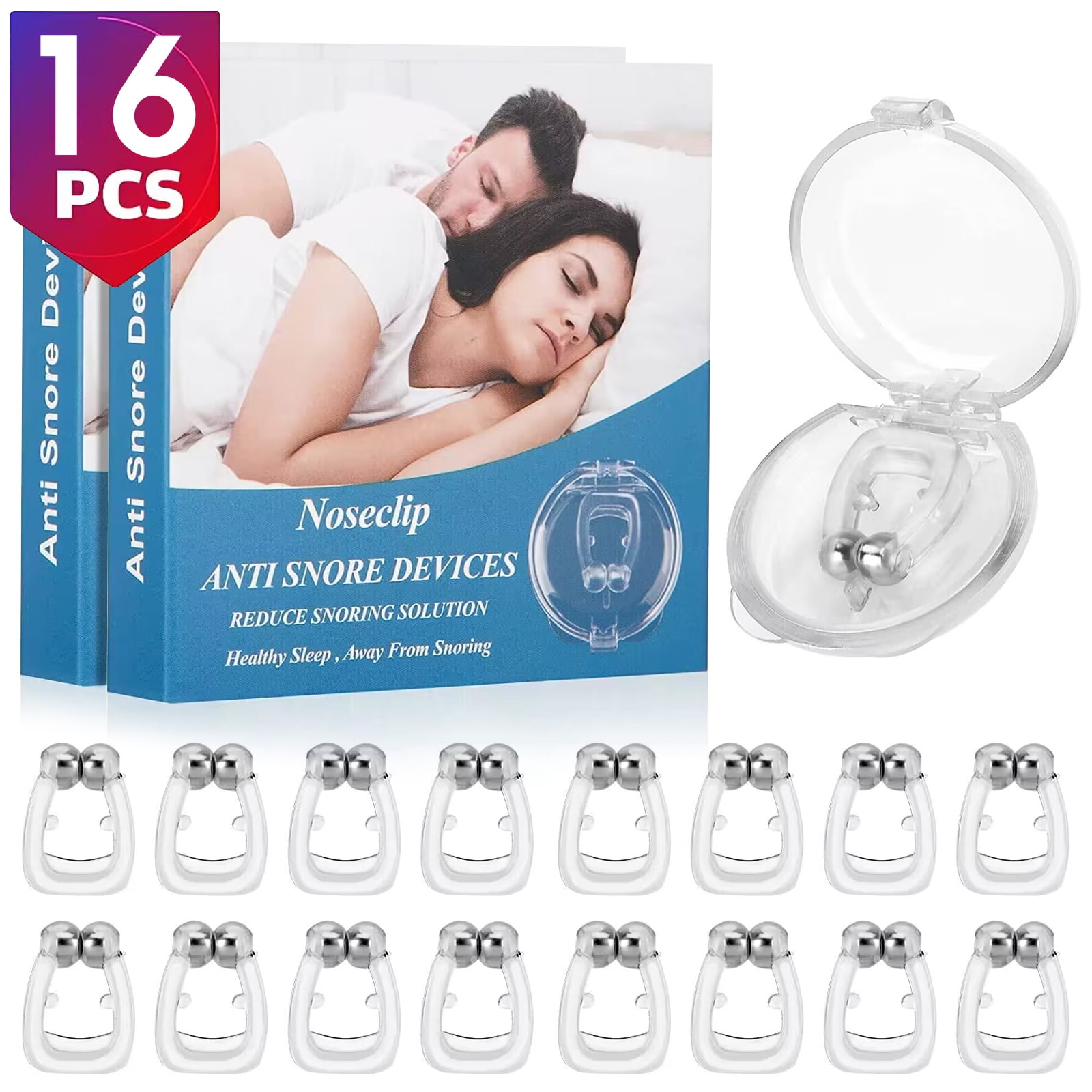 Tosoyo 16 Pcs Anti Snoring Devices Silicone Anti Snoring Nose Clip, Snoring Solution