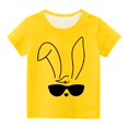 thumbnail image 4 of Zwiiyzr 2024 Toddler T-Shirt Bunny Face Doodle Easter Spring Time Flowers Great Gift Idea Easter Eggs Candy Basket Rabbit Cotton Tail Yellow-160, 4 of 5