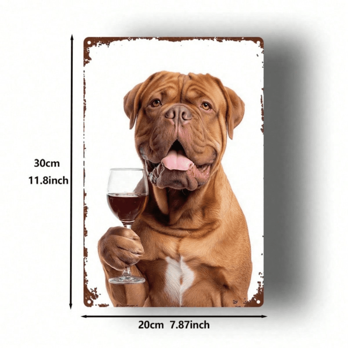 Dog Wine Glass Metal Sign" 8x12 Inch Rustic Iron Wall Art, Vintage Waterproof Nostalgic Bar Decor, Waterproof Nostalgic Bar Decor, 2D Flat Dog