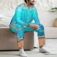 thumbnail image 7 of Saiise Underwater Aquarium Arches Men's Sleepwear Set Lapel Neck Button Down Long Sleeve Top and Pants 2 Piece Pajama Set-XX-Large, 7 of 7