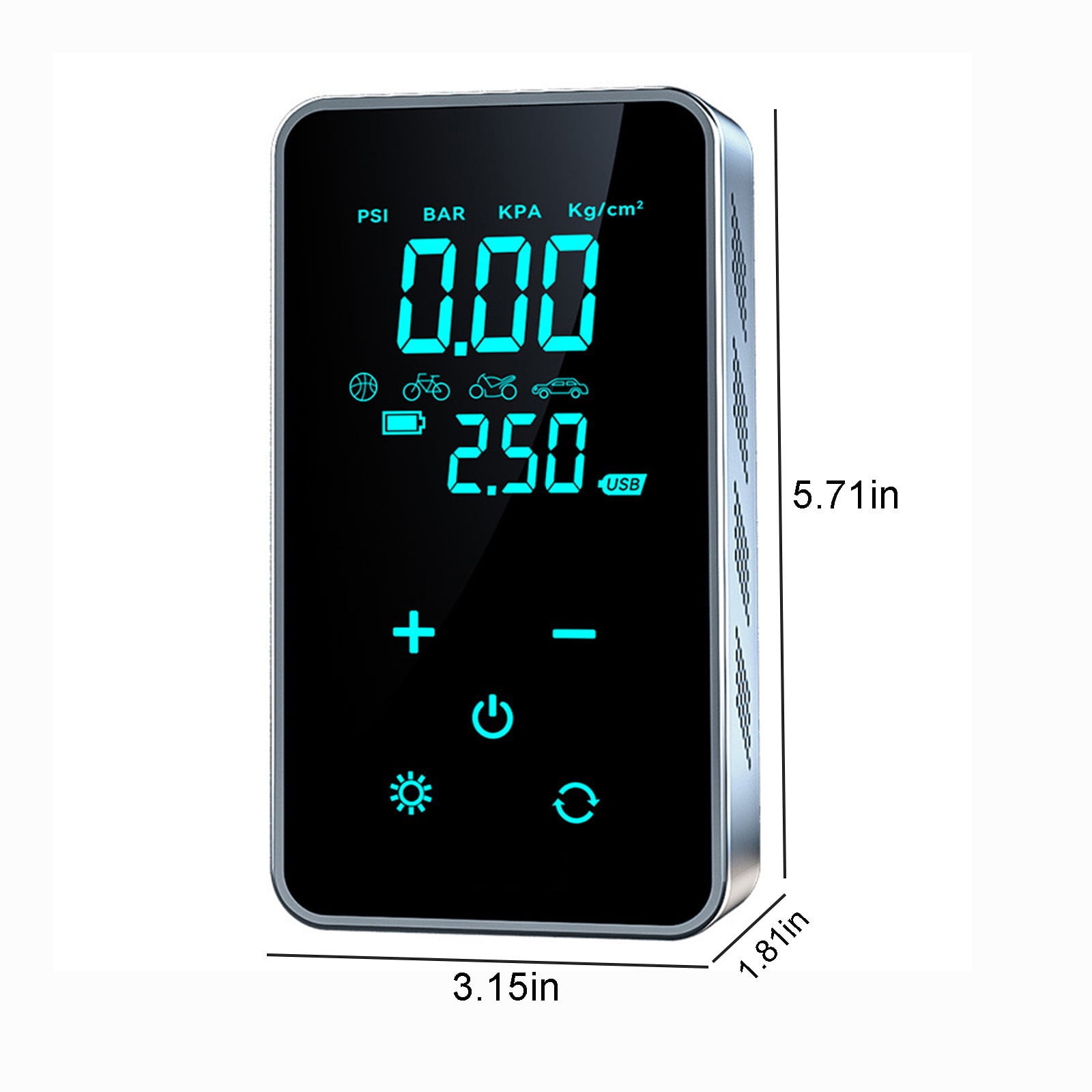 45W Portable Wireless Car Tire Inflator Air Compressor 150Psi With Touch Screen Led Light Power Bank 3600Mah
