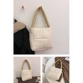 thumbnail image 2 of Bolso Con Asa Superior Bolso de hombro con entramado de color sólido para mujer pequeño acolchado de algodón para axilas, 2 of 5