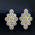 thumbnail image 2 of Silver Plated Yellow Cubic Zircon Crystal Flower Earrings Bridal Fashion Jewelry, 2 of 9